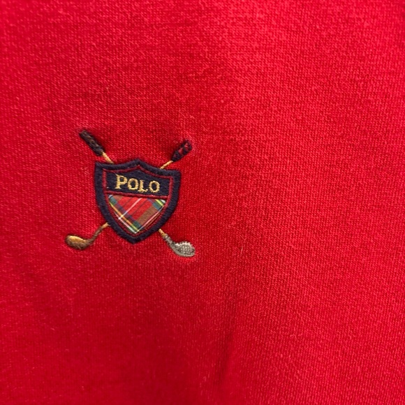 Vintage Polo Ralph Lauren Sweatshirt Vest Men XL Red Golf Logo V Neck Pullover - Picture 3 of 6